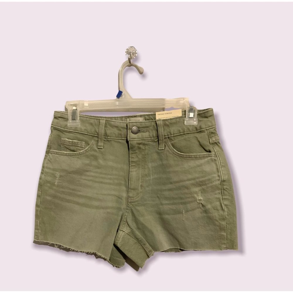Size 4 Women's Denim Cutoff Shorts Universal Thread Dusty Olive Green Midi NWT - Picture 1 of 2